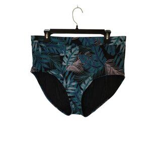 Swim by Cacique Swim Bottoms Women Size 16 Blue High Waisted Tropical Beach